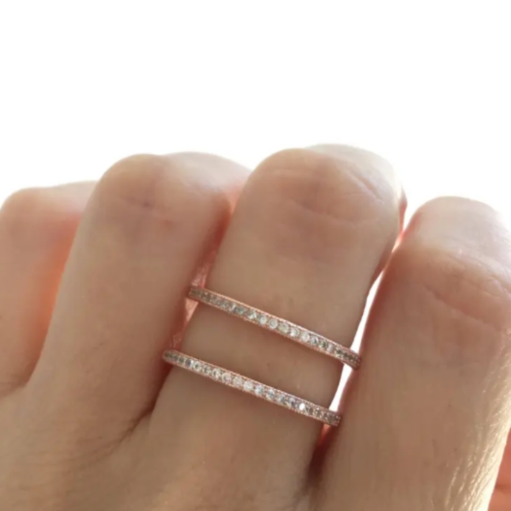 Rose gold plated double band ring